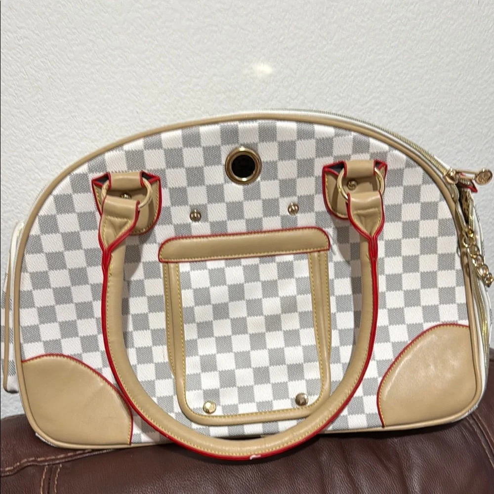 Checkered Beige Pet Bag